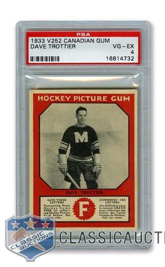 1933-34 Canadian Gum V252 Dave Trottier RC - Graded PSA 4