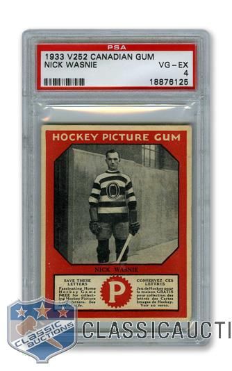 1933-34 Canadian Gum V252 Nick Wasnie RC - Graded PSA 4 - Highest Graded!