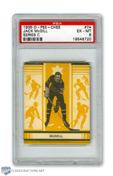 1935-36 O-Pee-Chee Series "C" #74 Jack McGill RC - Graded PSA 6