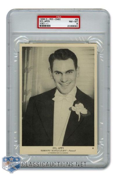 1939-40 O-Pee-Chee V301-1 #6 HOFer Sylvanus "Syl" Apps - Graded PSA 8 - Highest Graded!