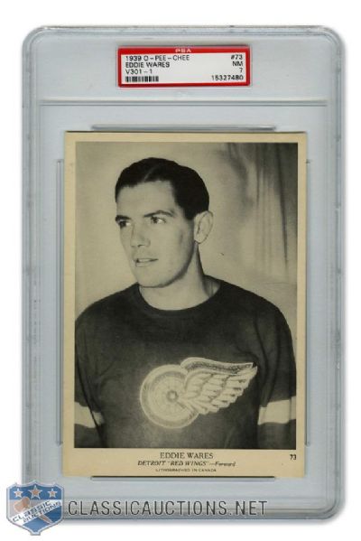 1939-40 O-Pee-Chee V301-1 #73 Eddie Wares RC - Graded PSA 7 - Highest Graded!