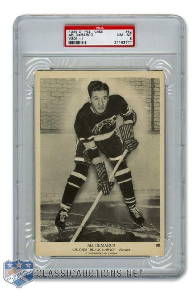 1939-40 O-Pee-Chee V301-1 #82 Ab DeMarco RC - Graded PSA 8 - Highest Graded!