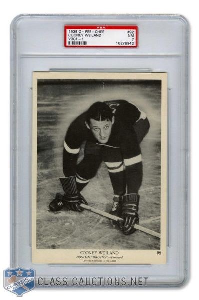 1939-40 O-Pee-Chee V301-1 #92 HOFer Ralph "Cooney" Weiland - Graded PSA 7 - Highest Graded!