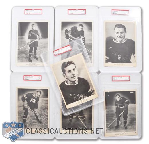 1939-40 O-Pee-Chee V301-1 New York Rangers PSA-Graded Cards (7) with HOFers Hextall and Smith RCs