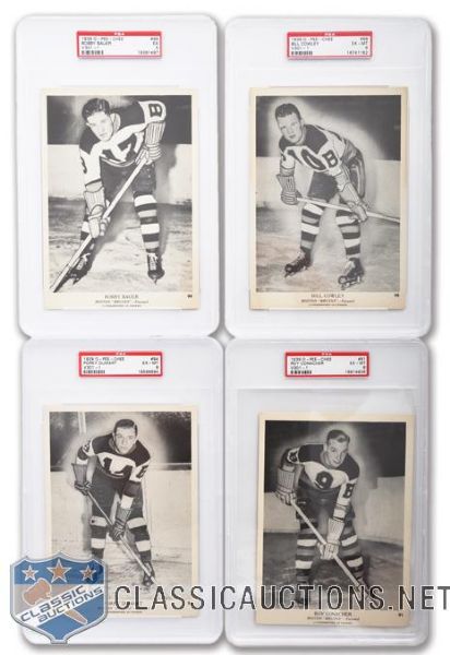 1939-40 O-Pee-Chee V301-1 Boston Bruins HOFers Cowley, Conacher, Dumart and Bauer PSA-Graded RC Cards