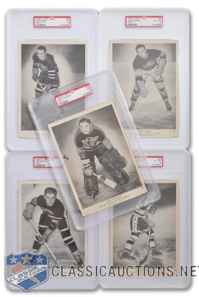 1939-40 O-Pee-Chee V301-1 Chicago Black Hawks PSA-Graded Cards (5) with March and Karakas