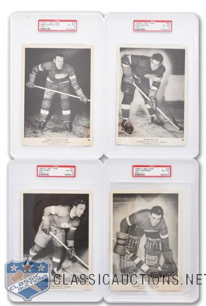 1939-40 O-Pee-Chee V301-1 Detroit Red Wings PSA-Graded Cards (4) <br>with HOFers Thompson and Goodfellow