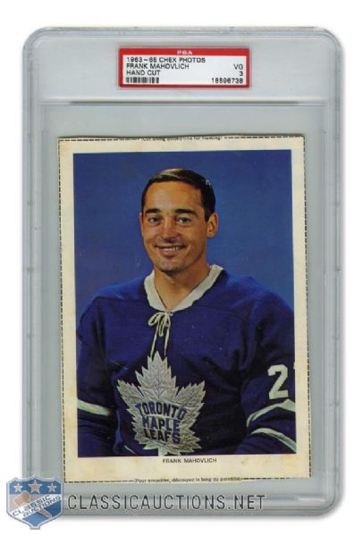 1963-64 Chex Cereal Series 1 Photo - HOFer Frank "The Big M" Mahovlich - Graded PSA 3 - Highest Graded!