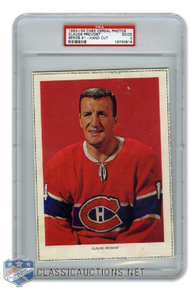 1963-64 Chex Cereal Series 1 Photo - Claude Provost - Graded PSA 2 - Highest Graded!