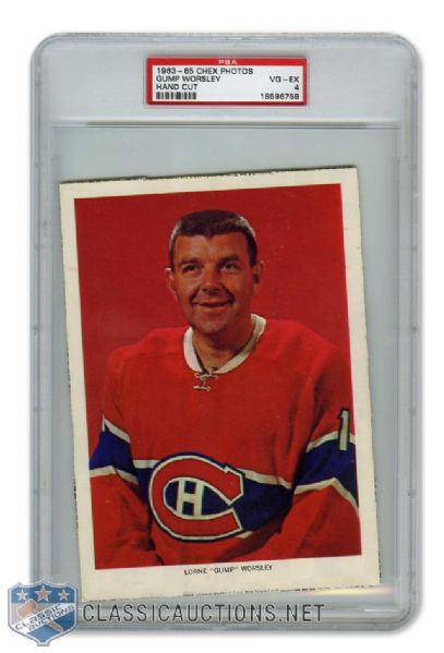 1963-64 Chex Cereal Series 1 Photo - HOFer Lorne "Gump" Worsley - Graded PSA 4 - Highest Graded!