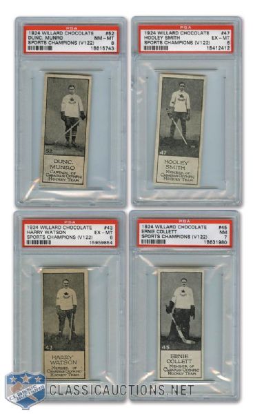 1924 Willard Chocolate V122 PSA-Graded Complete 4-Card Hockey Set <br>- Current Finest and All-Time Finest PSA Set!