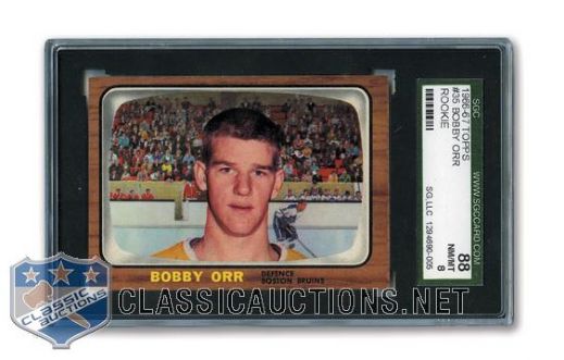 1966-67 Topps #35 HOFer Bobby Orr RC- Graded SGC 88 Near Mint/Mint