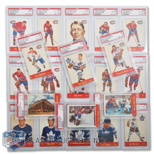 1955-56 Parkhurst Quaker Oats PSA-Graded Near Complete Set (76/79) <br>- Current Finest and All-Time Finest PSA Set!