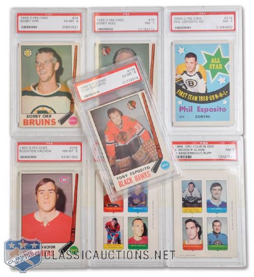 1969-70 O-Pee-Chee Complete 231-Card Set with PSA-Graded Cards & Extras