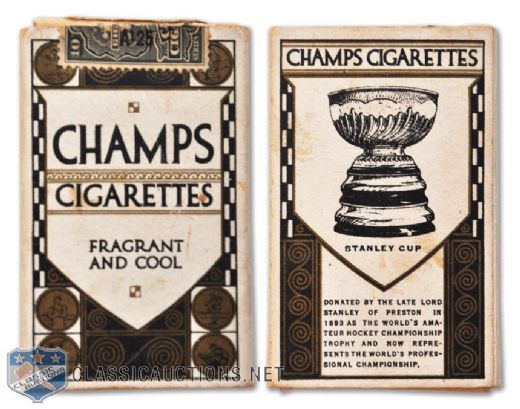Champs Cigarettes Circa 1920s Pack with Stanley Cup Picture