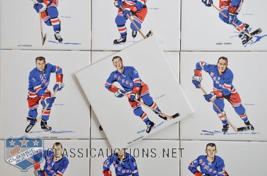 1962-63 H.M. Cowan / Screenarts New York Rangers Tile Collection of 10