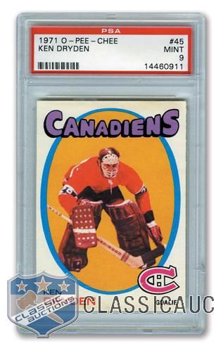 1971-72 O-Pee-Chee #45 HOFer Ken Dryden RC - Graded PSA 9