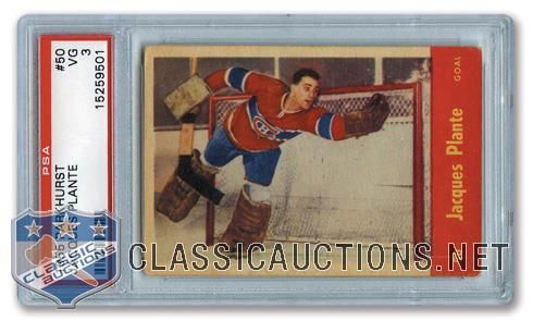 1955-56 Parkhurst #50 HOFer Jacques Plante RC - Graded PSA 3