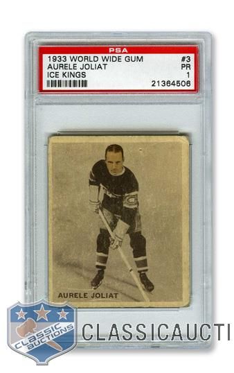 1933-34 World Wide Gum Ice Kings V357 #3 HOFer Aurele Joliat - Graded PSA 1