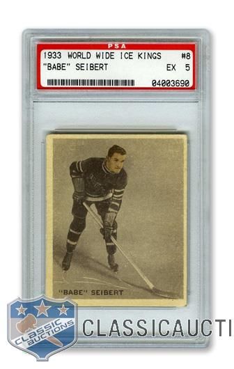 1933-34 World Wide Gum Ice Kings V357 #8 HOFer Babe Siebert RC - Graded PSA 5