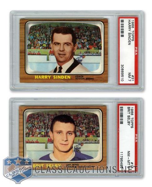 1966-67 Topps #18 Brit Selby and #31 Harry Sinden PSA-Graded Rookie Cards