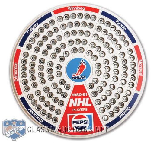 1980-81 Pepsi Hockey Caps Complete Set of 140 On Original Display Board