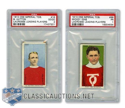 1910-11 Imperial Tobacco C59 #68 Ions and #18 Hutton PSA-Graded Cards
