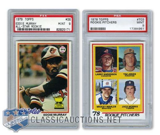 1978 Topps #36 HOFer Eddie Murray RC and #703 Jack Morris RC - Both Graded PSA 9