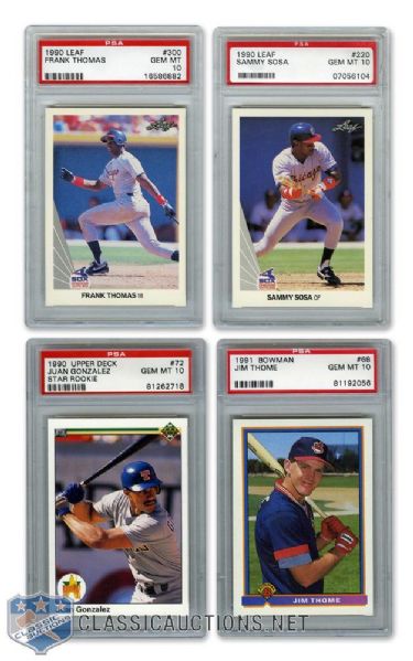 1990-1991 Baseball Stars RCs Graded PSA 10 Cards (10) with Thomas and Sosa