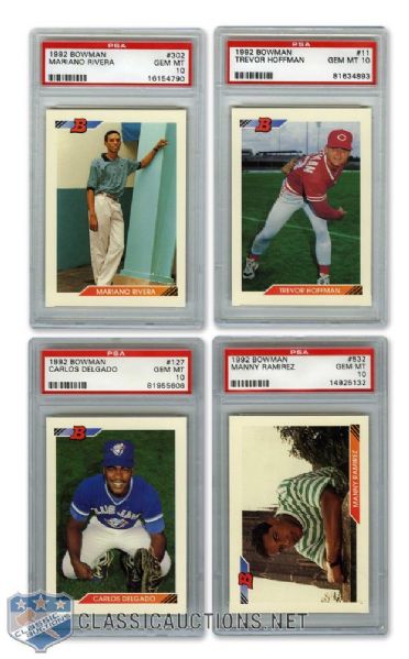 1992 Bowman RCs Graded PSA 10 Cards (4) with Mariano Rivera