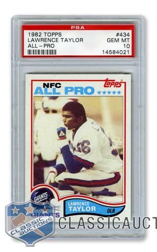 1982 Topps #434 HOFer Lawrence Taylor RC - Graded PSA 10 - Highest Graded!