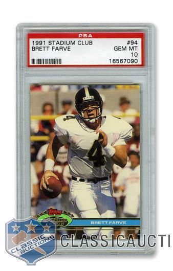 1991 Topps Stadium Club #94 Brett Favre RC - Graded PSA 10