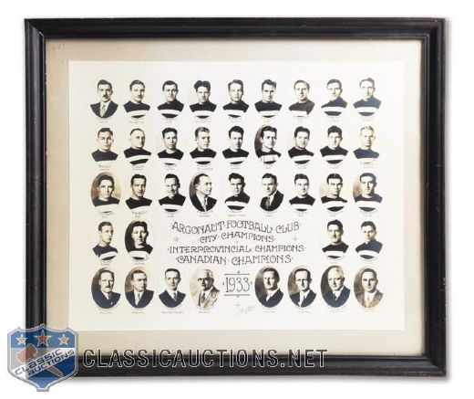 Art Uppers 1933 Toronto Argonauts Framed Team Photo (17 1/2" x 20 1/2")