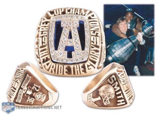 Darrell Smiths 1991 Toronto Argonauts Grey Cup Championships 10K Gold and Diamond Ring