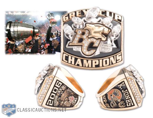 Kendrick Jones 2006 BC Lions Grey Cup Championship 10K Gold and Diamond Ring