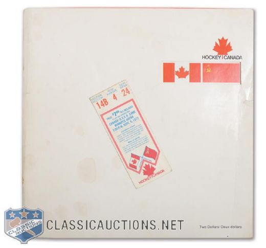 1972 Canada-Russia Series Program and Game 3 Ticket Stub from Winnipeg