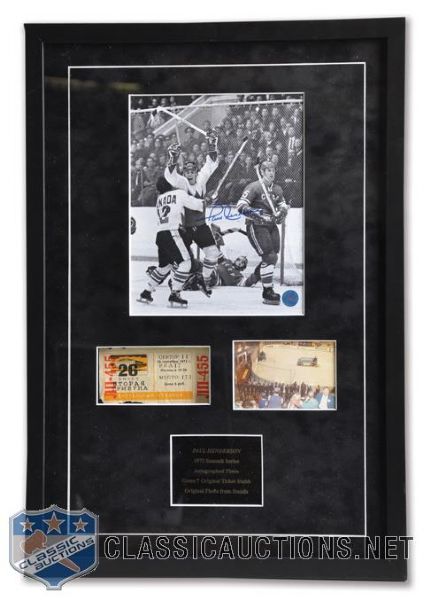 1972 Canada-Russia Series Game 7 Moscow Ticket Framed Display (17" x 24 1/2")