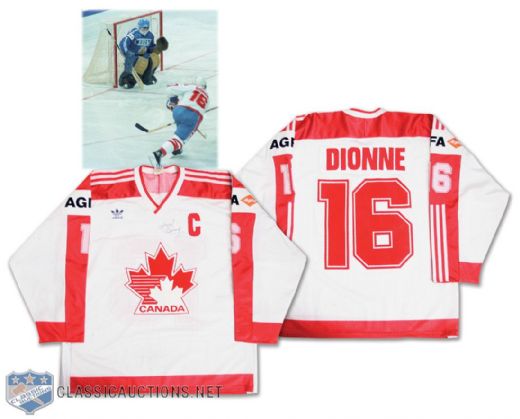 Marcel Dionnes 1986 Team Canada World Championships Signed Game-Worn Jersey