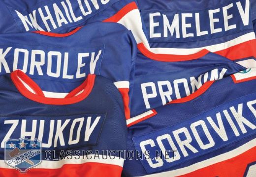 Russian National Team 2002-05 Euro Tour Game-Worn Jerseys (7) with LOAs