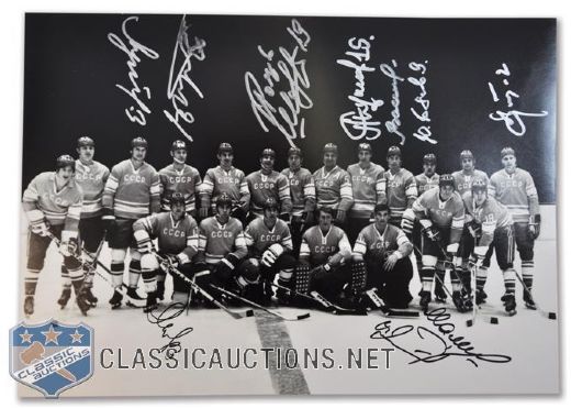 1972 Soviet Union National Team Team-Signed Photo, Featuring Tretiak, Yakushev and Mikhailov