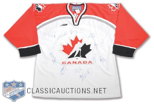 Team Canada 2002 Salt Lake City Olympics Gold Medal Team-Signed Jersey by 15