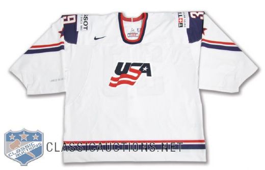 Cal Heeters 2013 IIHF World Championships Team USA Game-Issued Jersey with Team LOA
