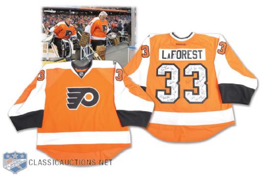 Mark LaForests 2012 Winter Classic Alumni Philadelphia Flyers Game-Worn Team-Signed Jersey with LOA