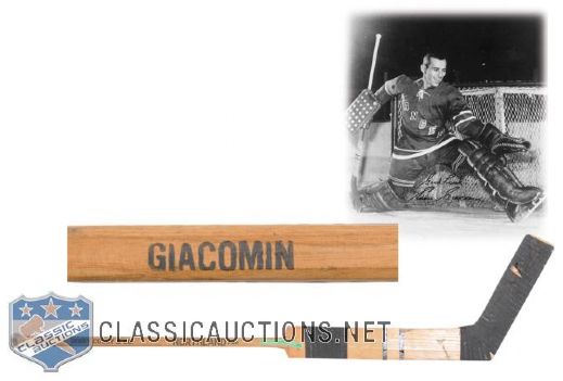 Eddie Giacomins Mid-to-Late 1960s New York Rangers Northland Game-Used Stick