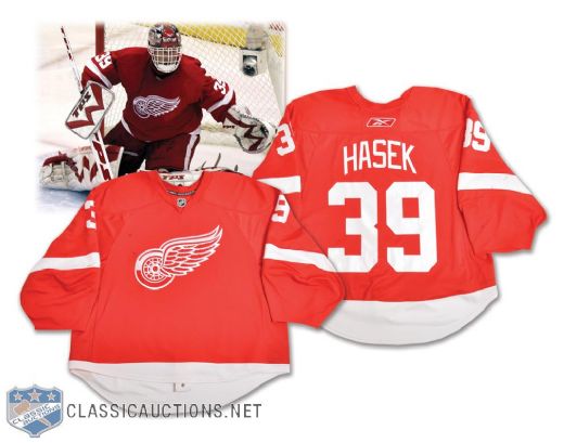 Dominik Haseks 2007-08 Detroit Red Wings Game-Worn Jersey with Team LOA