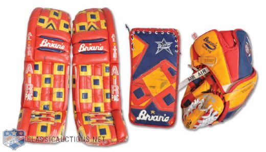 Trevor Kidds Early-2000s Florida Panthers Game-Worn Brians Goalie Pads, Glove and Blocker