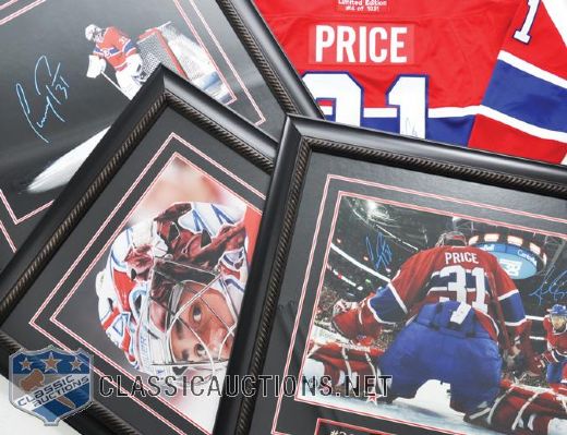 Carey Price Signed Jersey and Framed Photo Collection of 7