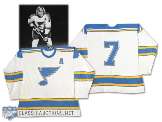 Garry Ungers 1972-73 St. Louis Blues Game-Worn Alternate Captains Jersey - Photo-Matched!