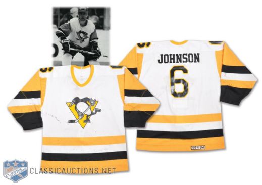 Jim Johnsons 1987-88 Pittsburgh Penguins Game-Worn Jersey - Great Game Wear!