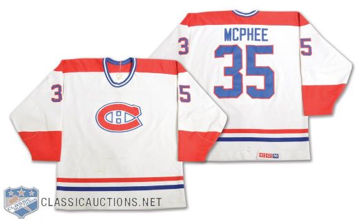 Mike McPhees 1986-87 Montreal Canadiens Game-Worn Jersey - Team-Repairs!